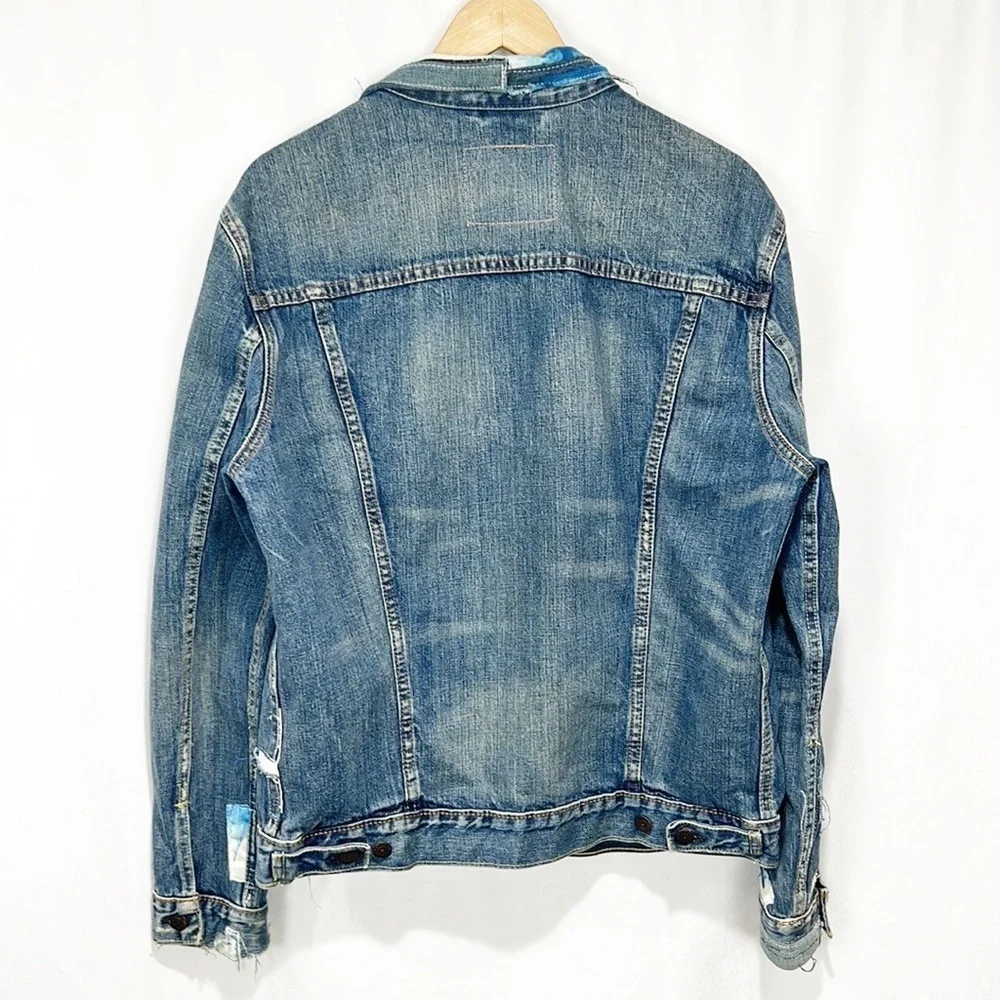 Levi's Shibori Repaired Denim Trucker Mens size Large Tie-Dyed, Distressed